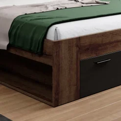 Letto 180x200cm matrimoniale oversize contenitore rovere nero opaco Lisbona Gihome®