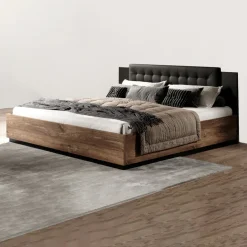 Letto 160x200cm matrimoniale quercia scuro nero Vulcano