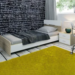 Letto 90x200cm singolo contenitore con comodino rovere bianco giallo Pietro Gihome®