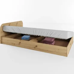 Letto 120x190cm una piazza e mezza contenitore rovere rustico Carducci