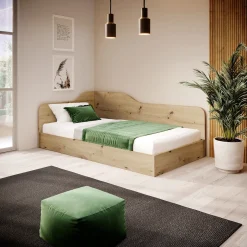 Letto 120x190cm una piazza e mezza contenitore stile rovere rustico Alex Gihome®