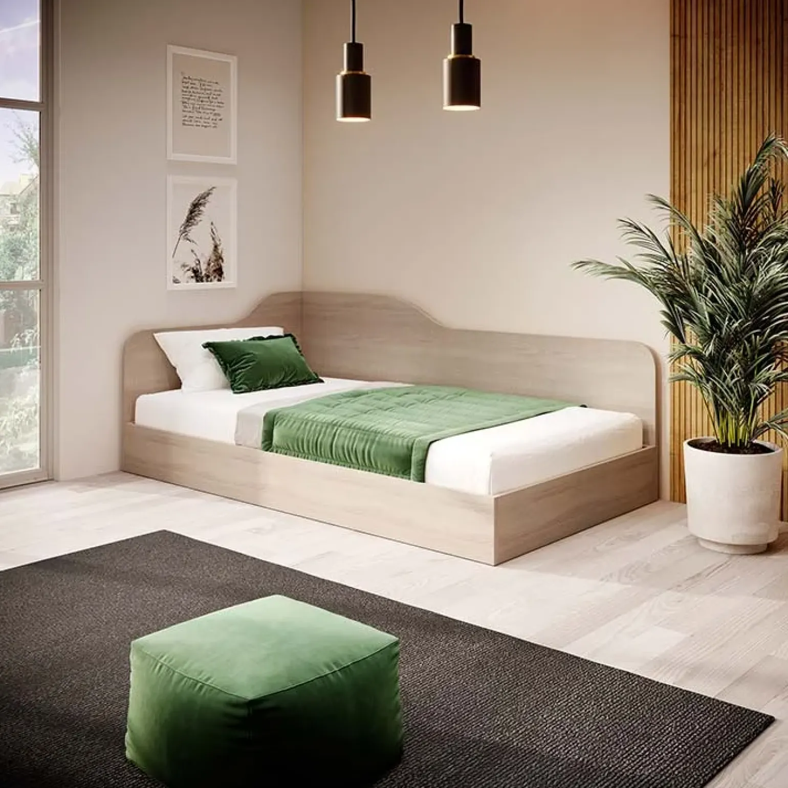 Letto 120x190cm una piazza e mezza contenitore rovere Alex Gihome®