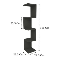 Libreria angolare da parete 22x111h cm con ripiani antracite Reale