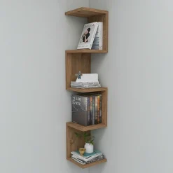 Libreria angolare da parete 22x111h cm con ripiani rovere Reale