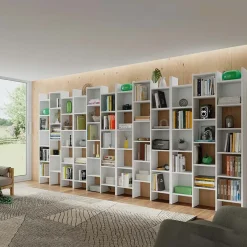 Libreria da parete scaffale 96x192h cm moderna bianco opaco Jasmine