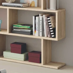 Libreria da parete 320x192h cm moderna soggiorno rovere chiaro Amira
