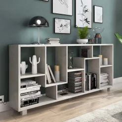 Libreria orizzontale 156x74h cm moderna soggiorno multiposizione cemento Eliza