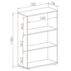 Libreria ufficio 79x118h cm due ripiani moderna cemento Woody