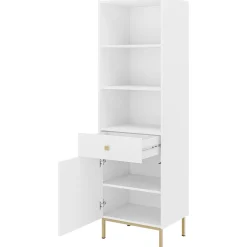 Libreria 54x180h cm 1 anta 1 cassetto 3 vani bianco opaco Giuggiola