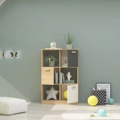 Libreria 80x120h cm 3 ante cameretta rovere antracite bianco Chiaretto