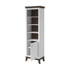 Libreria 66x207h cm 4  ripiani moderna bianco lucido rovere scuro Umag