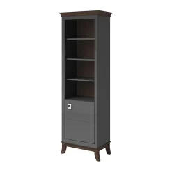 Libreria 66x207h cm 4  ripiani moderna antracite lucido rovere scuro Umag