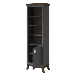 Libreria 66x207h cm 4  ripiani moderna antracite lucido rovere scuro Umag