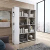 Libreria 129x174h cm design bianco frassinato cemento Coleman
