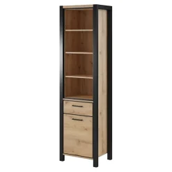 Libreria 55x200h cm design industrial quercia nero opaco Neive