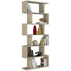 Libreria 80x192h cm design moderno rovere chiaro Zaira
