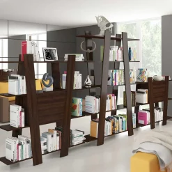 Libreria 150x194h cm design moderna da parete rovere scuro Cosmo