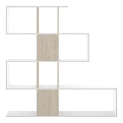 Libreria 145x145h cm moderna bianco rovere natura Snake