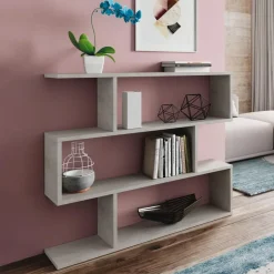 Libreria 110x97h cm moderna design soggiorno cemento Sakura