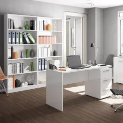 Libreria 80x201h cm moderna soggiorno bianco opaco Allan