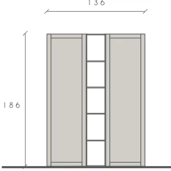 Libreria 136x186h cm tortora rovere scuro Sunset 107