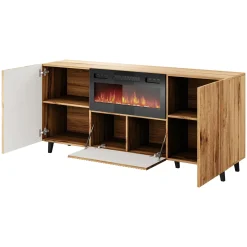 Madia con camino 181x83h cm moderno cannettato quercia Essence