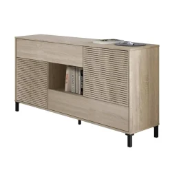 Madia moderna 151x80h cm 2 ante industrial rovere cannettato Lopez