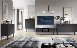 Madia moderna 155x90h cm 3 ante 3 cassetti nero Eterna