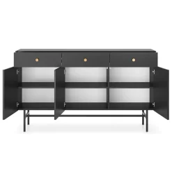 Madia moderna 155x90h cm 3 ante 3 cassetti nero Eterna