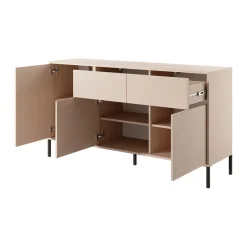Madia 153x82cm 3 ante 2 cassetti moderna beige Melly