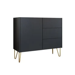 Madia 97x83h cm 1 anta 3 cassetti moderna grafite marmo nero Visby