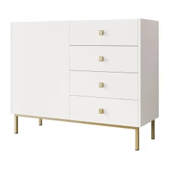 Madia 100x85h cm 1 anta 4 cassetti moderna bianco opaco Giuggiola