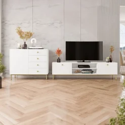 Madia 100x85h cm 1 anta 4 cassetti moderna bianco opaco Giuggiola