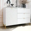 Madia 125x85h cm 1 anta 3 cassetti con frontali decorati bianco  Amsterdam
