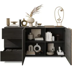 Madia 181x86h cm 2 ante 3 cassetti moderna titanio rovere Universal