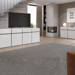 Madia 180x78h cm 3 ante 3 cassetti moderna bianco opaco nero Lolla