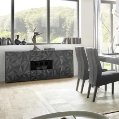 Madia 181x84h cm 2 ante 2 cassetti  grigio lucido con serigrafia Marvis