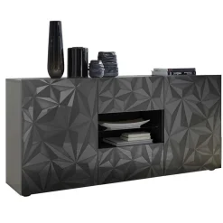 Madia 181x84h cm 2 ante 2 cassetti  grigio lucido con serigrafia Marvis