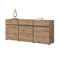Madia 180x78h cm 3 ante 3 cassetti moderna rovere nero Lolla