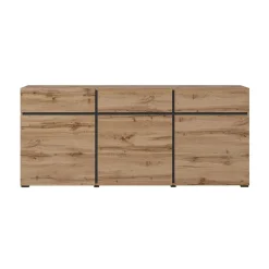 Madia 180x78h cm 3 ante 3 cassetti moderna rovere nero Lolla