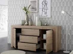 Madia 184x81h cm 2 ante 3 cassetti moderna rovere Halston