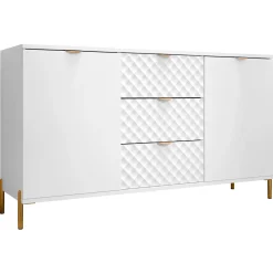Madia 150x85h cm 2 ante 3 cassetti con frontali decorati bianco Amsterdam
