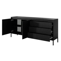 Madia 187x82h cm 2 ante 3 cassetti nero opaco cannettato Ciar