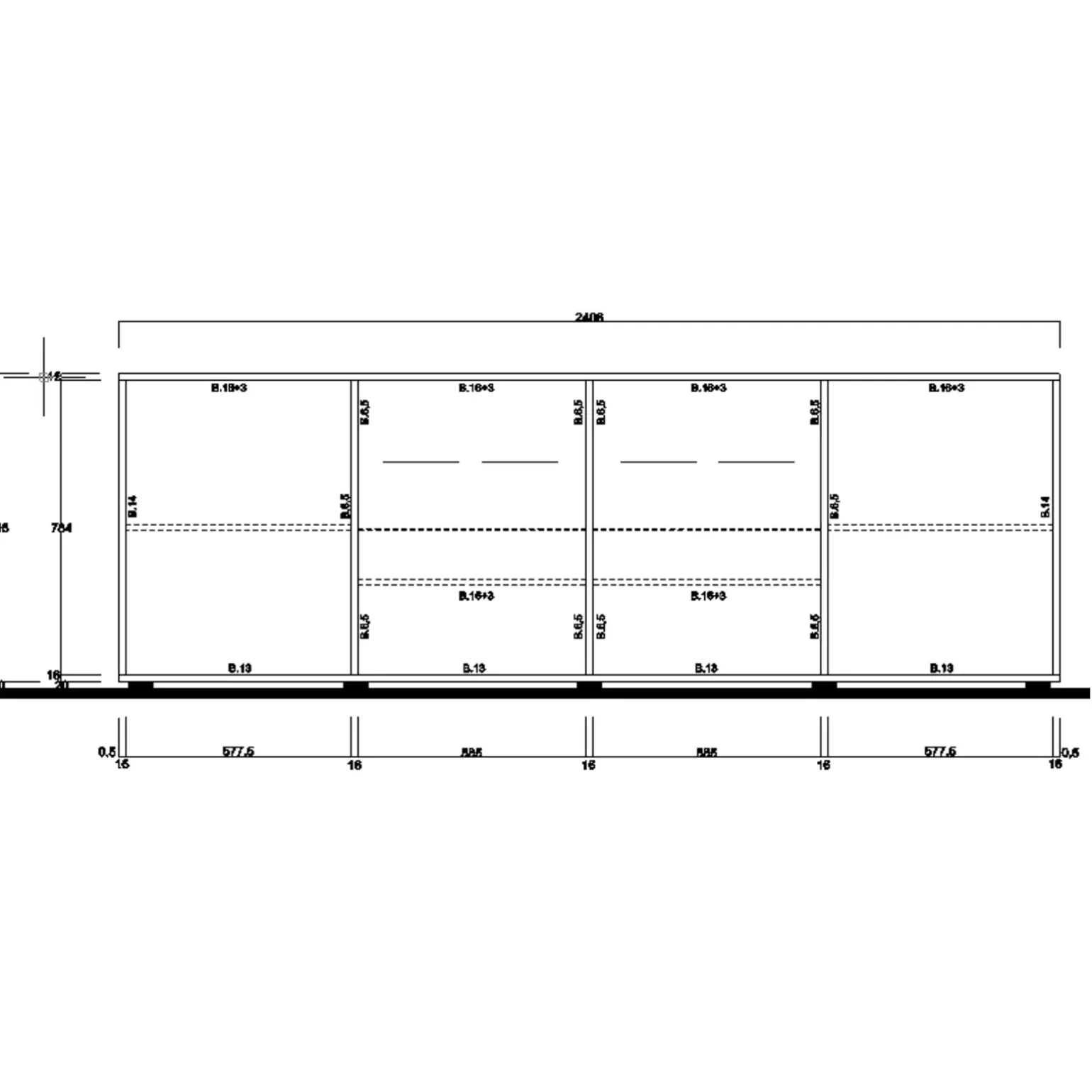 Madia 241x84h cm 2 ante 4 cassetti moderna bianco lucido Obsession