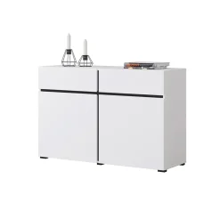 Madia 120x78h cm 2 ante 2 cassetti moderna bianco opaco nero Lolla