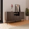 Madia 151x81h cm 2 ante 1 cassetto 2 vani a giorno noce cannettato Gabiot