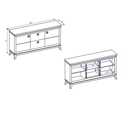 Madia 180x92h cm 2 ante 2 cassetti  design moderno antracite lucido rovere scuro Umag
