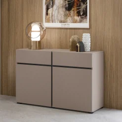 Madia 120x78h cm 2 ante 2 cassetti moderna tortora nero Lolla
