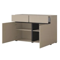 Madia 120x78h cm 2 ante 2 cassetti moderna tortora nero Lolla