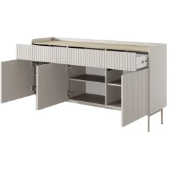 Madia 153x82h cm 3 ante 3 cassetti  beige cannettato rovere Fioca